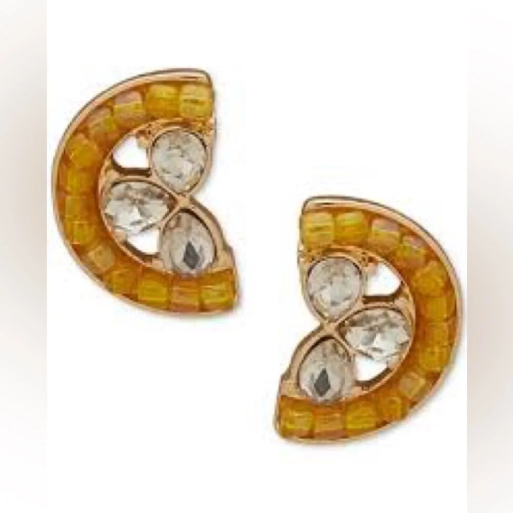 Lonna & Lilly Gold and rhinestone lemon slice  Earrings
